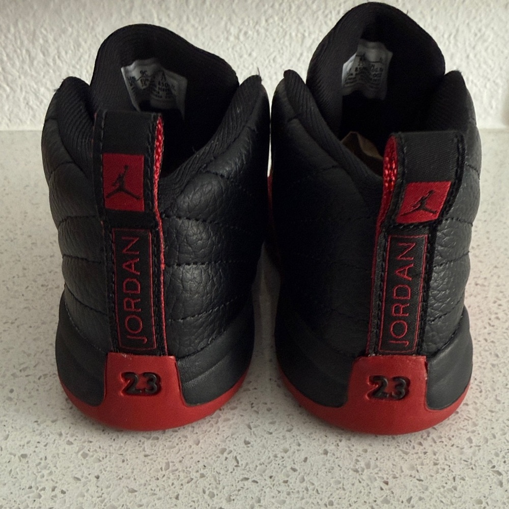 Nike Jordan 12 Retro (TD) Black and Red Jordan Basketball Shoes 9T - Picture 3 of 10